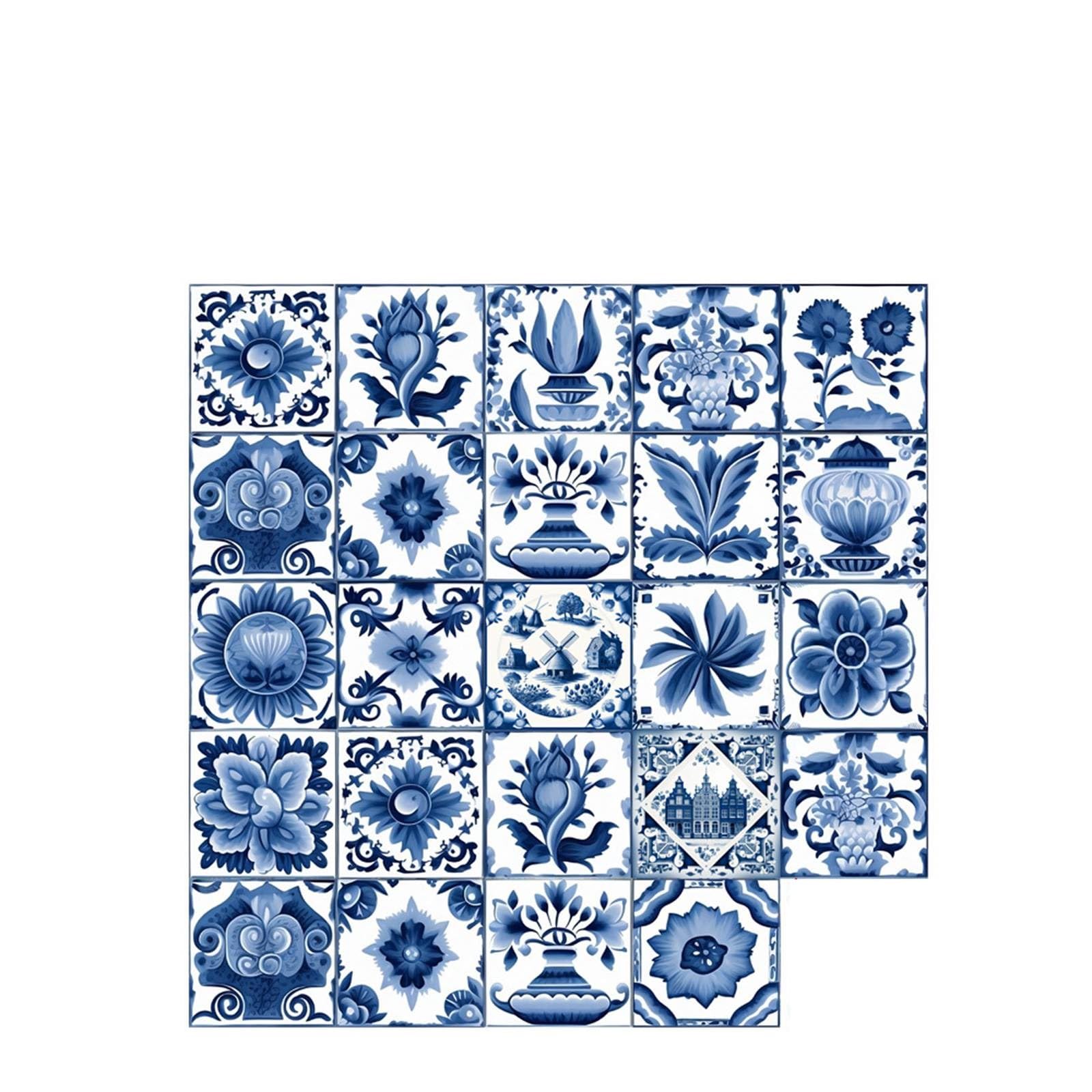 24Pcs Stick on Kitchen Tiles,Moroccan Style Tile Stickers for Bathroom 15x15cm,Retro Self Adhesive Wall Tiles,Waterproof Peel and Stick On Decals for Backsplash Floor Home Decor (B7)