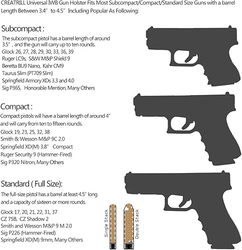 Miniatura 2 de Creatrill Funda de piel de ante dentro de la cintura, compatible con M&P Shield de 9 mm40, 45 AutoGlock 26 27 29 30 33 42 43  Ruger LC9  Springfield