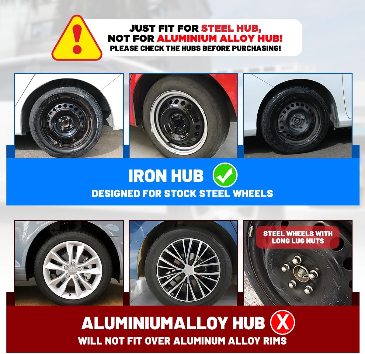 WOLFSTORM 4-Pack 17 Inches Wheel Rim Cover Hubcaps,Redesign Fashion Style Replacement Hubcaps,Car Truck SUV Hub Accessories,Black&Red&Lacquer