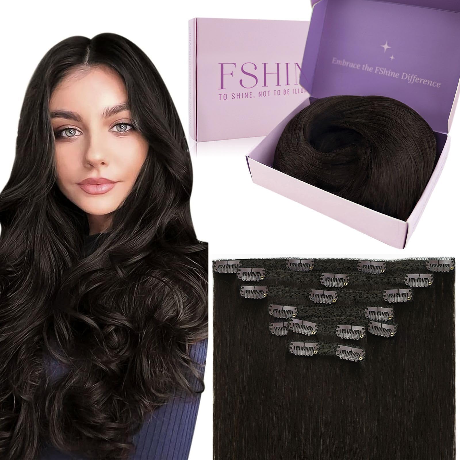 Fshine Clip in Hair Extensions Human Hair Copper Hair Extensions 18 Inch 120 g 7 pcs Color 330 Natural Straight Hair Extensions for Women Real Human Hair — view 37