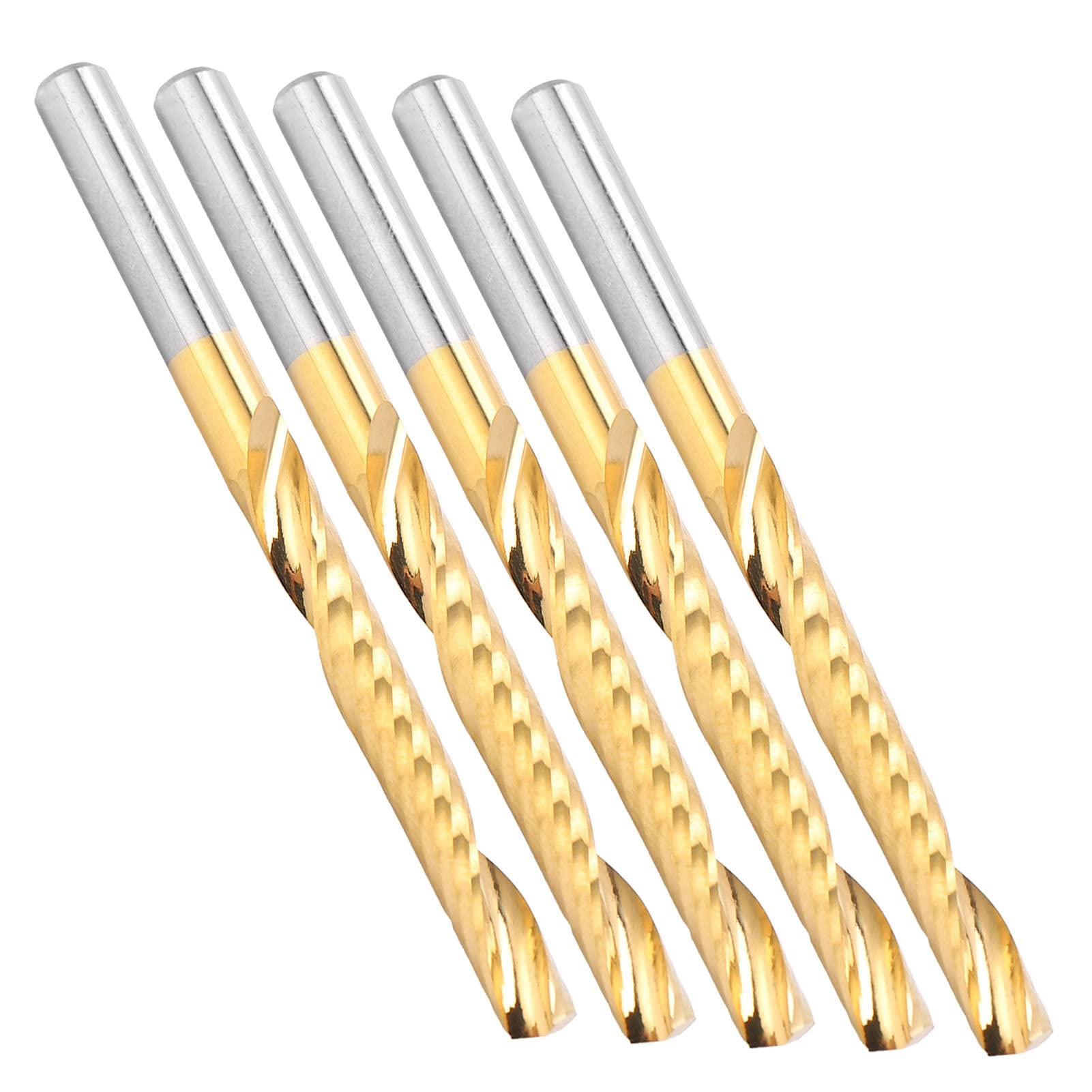 Frezy trzpieniowe jednoostrzowe 4mm |5 szt. Spiralnego węglika stali szybkotnącej |Metryczne frezy trzpieniowe do cięcia aluminium/mosiądzu/miedzi |Wzmocniona powłoka, rowek