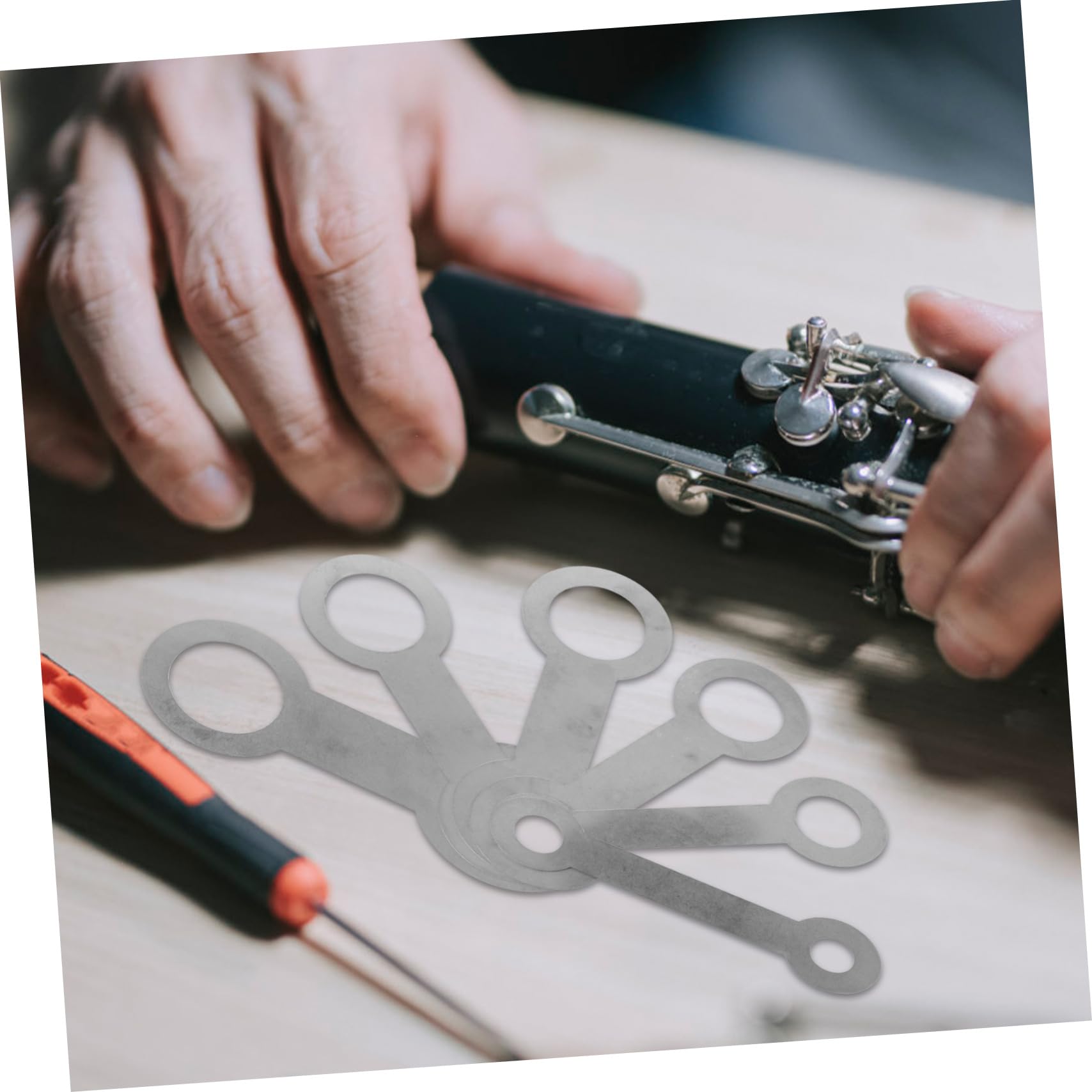 Set di 17 Pezzi per Riparazione Saxofono, Accessori Argento | Metallo, Formato Compatto e Portatile, per Laboratori Professionali e Uso Personale