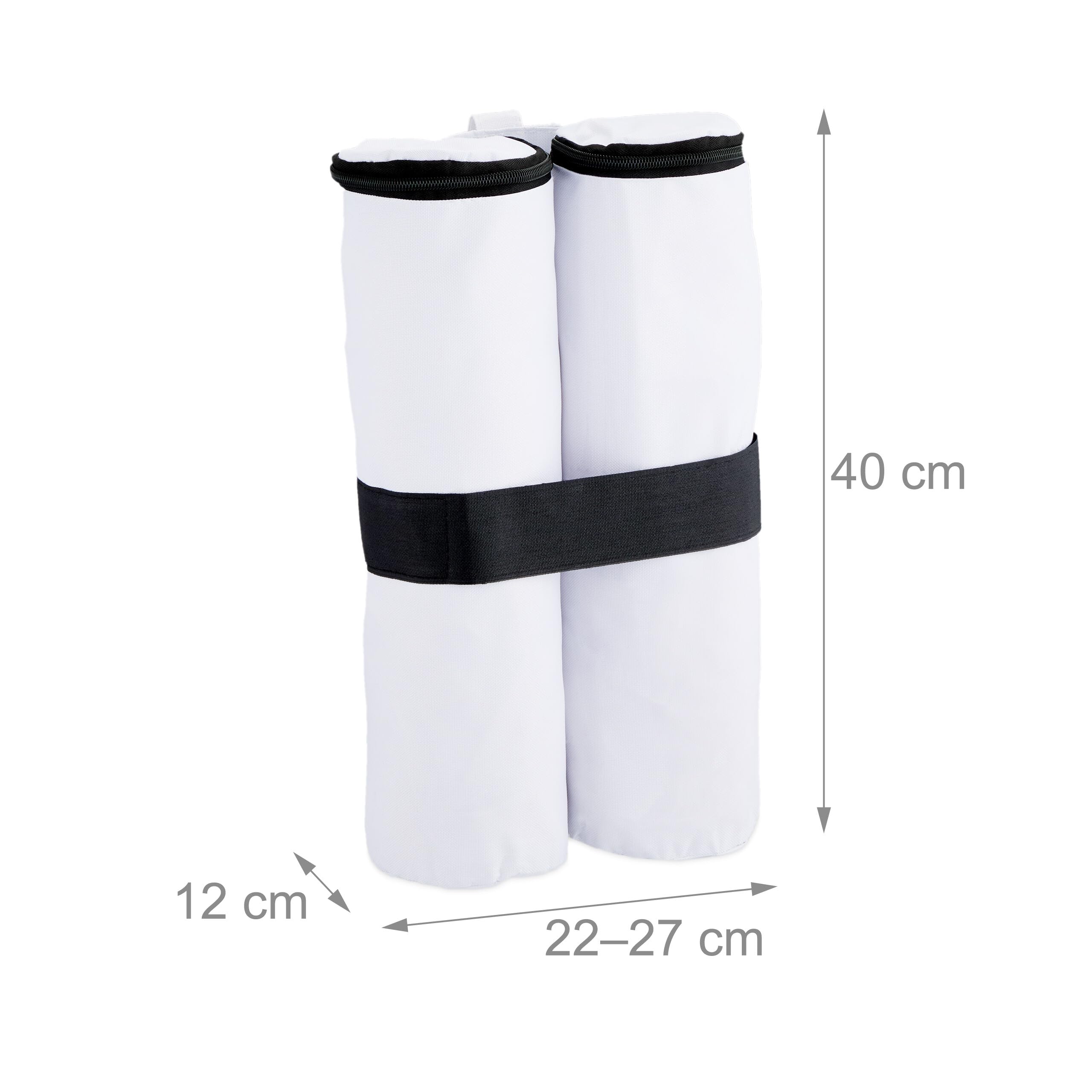 Relaxdays Sac de lestage, Lot de 4, Tissu Oxford, à remplir de Sable, Fixation de Tente, Poids, tonnelle, Blanc