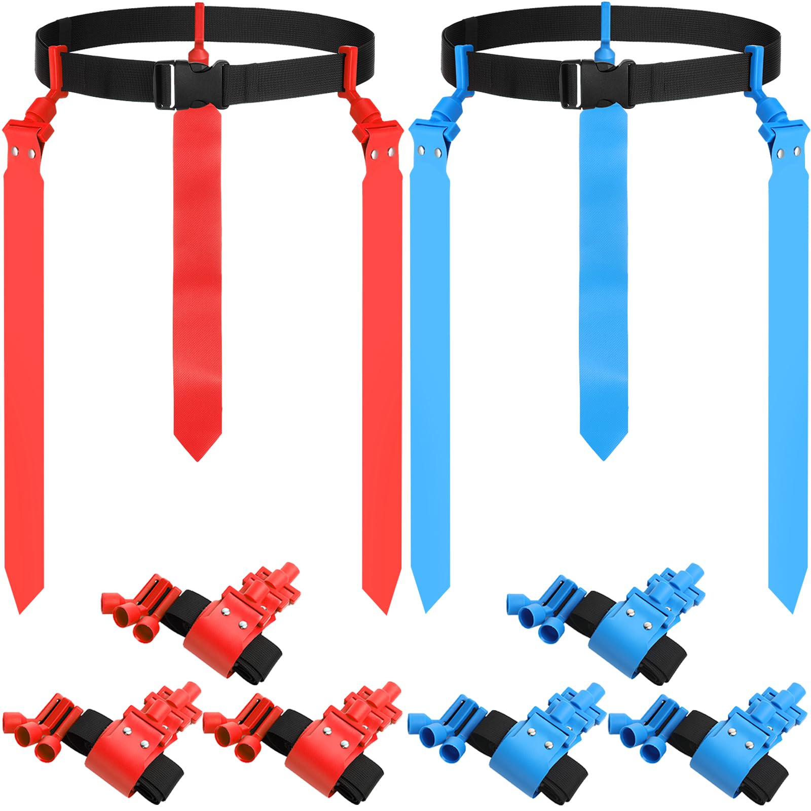 Junkin Fußball-Set für 6 Spieler, verstellbare Fußballgürtel und Flaggen für Jugendliche, Kinder, Teenager, Erwachsene, Spieler, Sportmannschaft