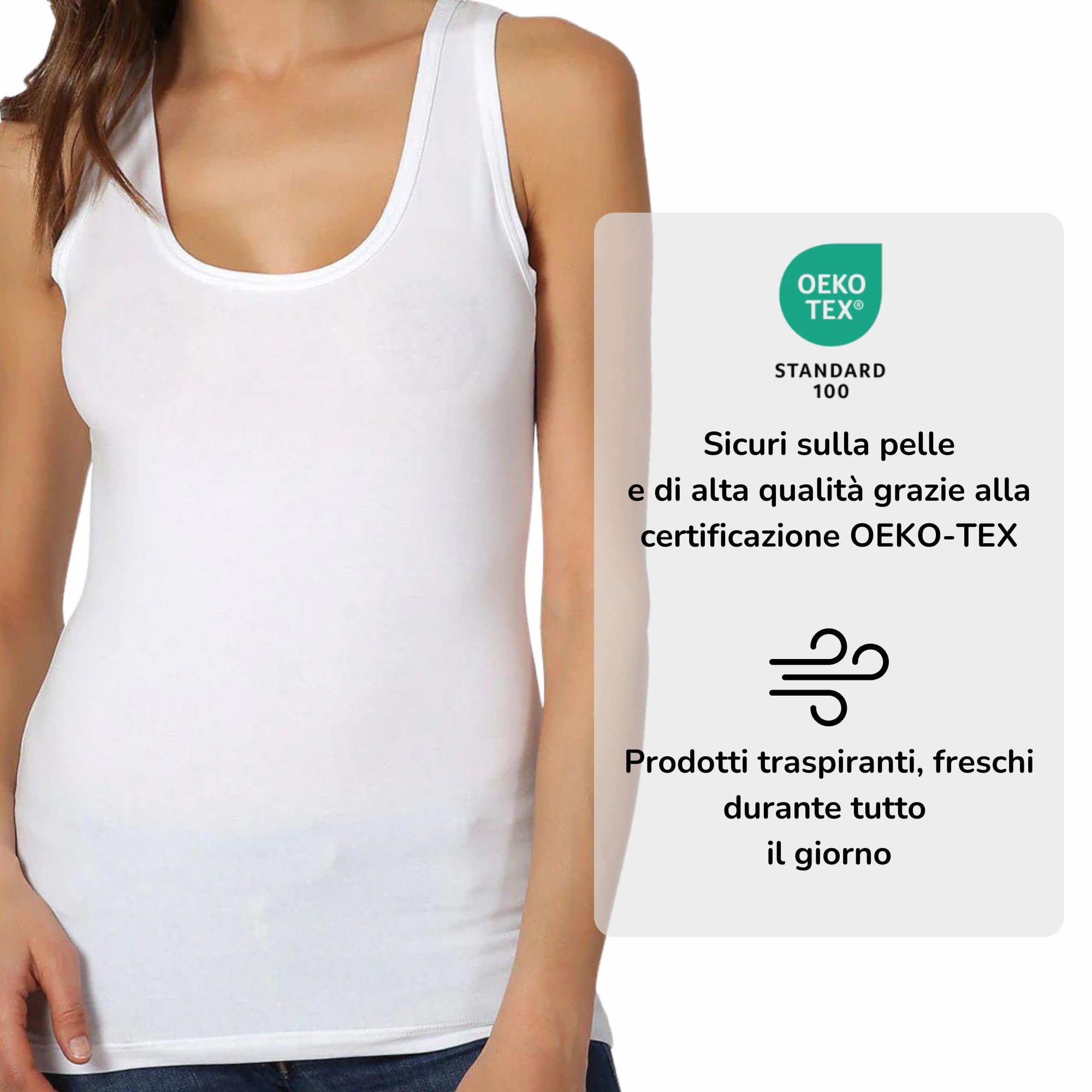 Liabel Maglia Intima da Donna Spalla Stretta (Multipack da 2), Canotta Intima Femminile in Cotone Bielastico Certificato Oeko-Tex, Fresca e Traspirante