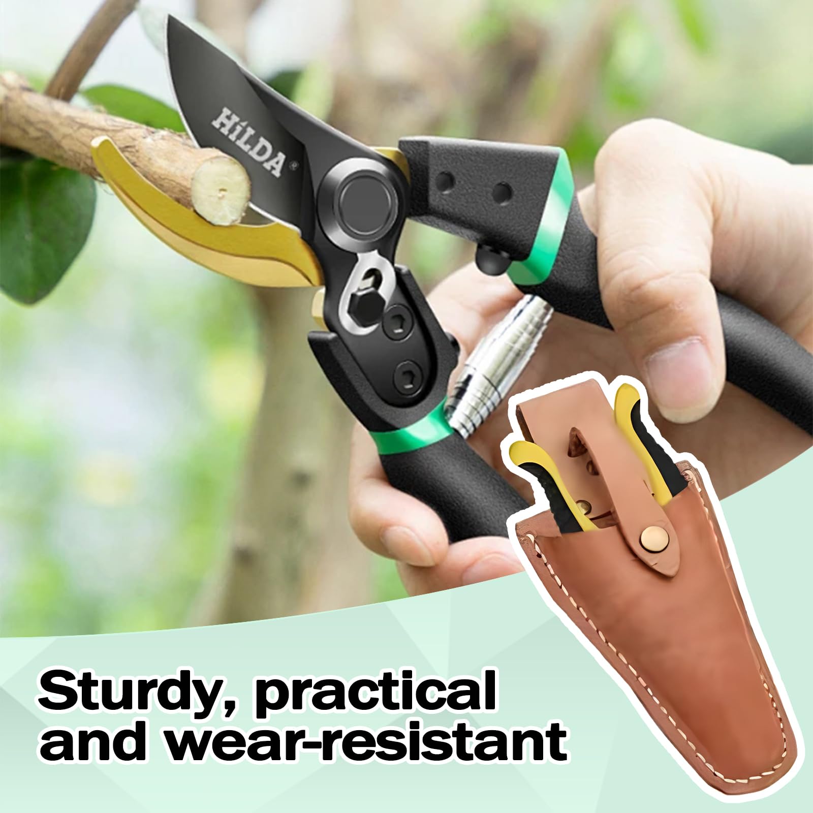 Fodero In Pelle Per Forbici Da Giardino - Custodia Con Clip Per Cintura, Per Cesoie E Attrezzi - Foto 5