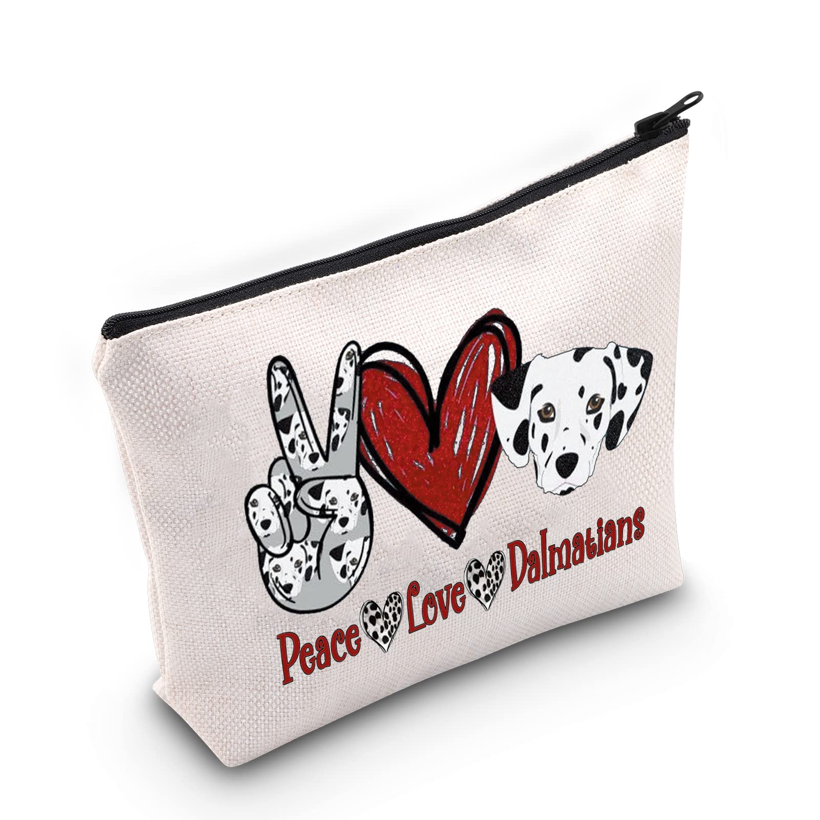 WZMPA Funny Dalmatian Cosmetic Bag Dalmatian Lover Gift Peace Love Dalmatians Makeup Zipper Pouch Bag Dog Lover Gift, Peace Dalmatians