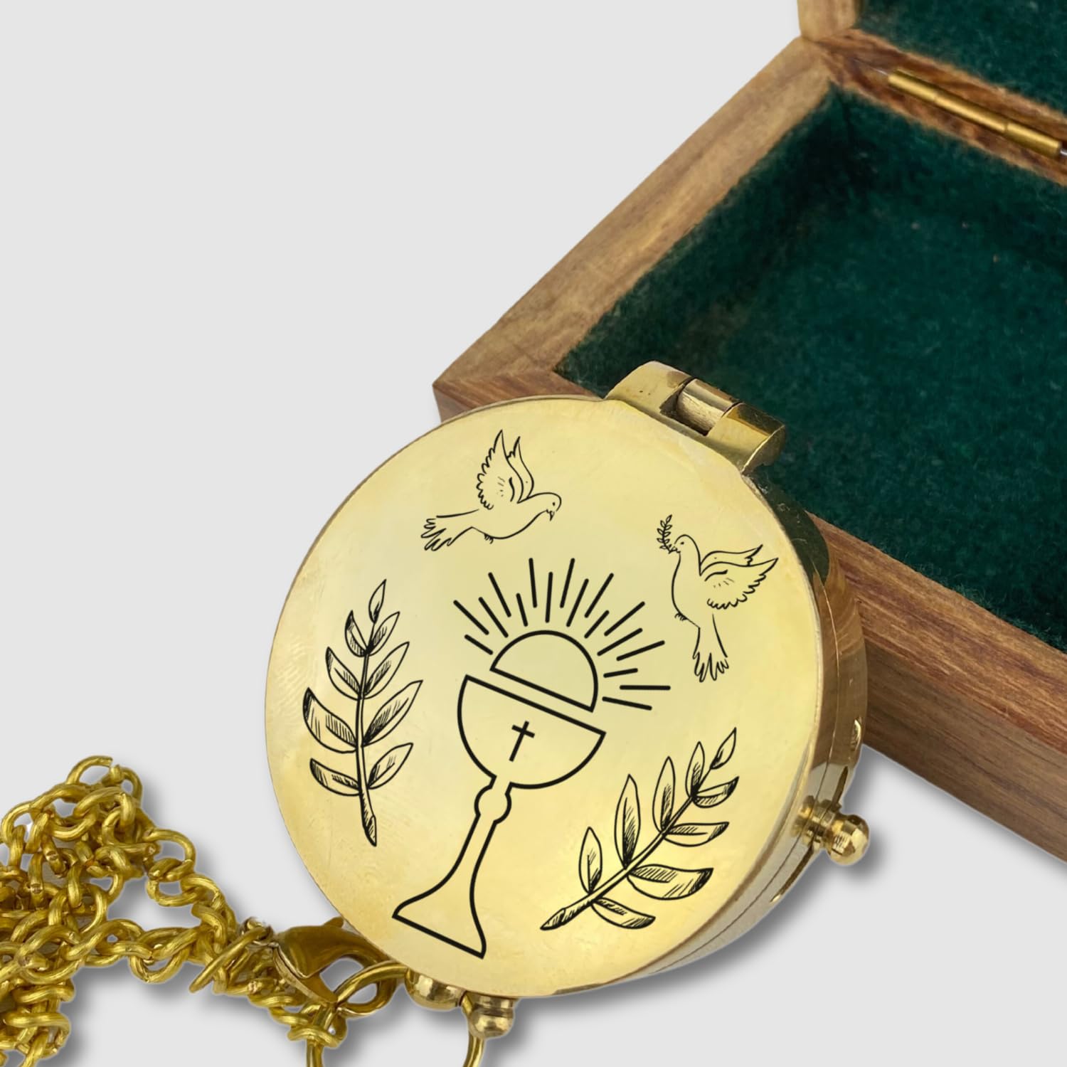 Brújula personalizada con grabado de iglesia y texto personalizado, ideal como regalo para bautizo, comunión, confirmación
