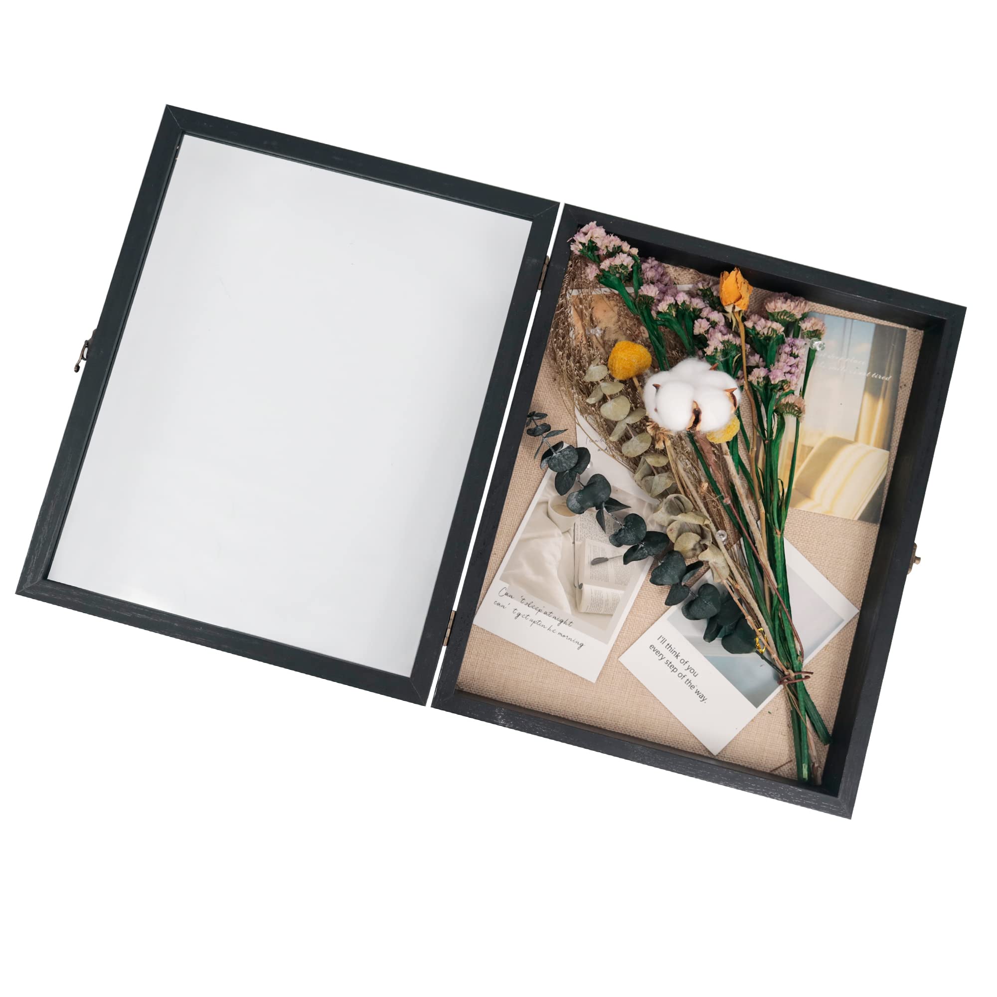 GraduatePro Shadow Box 11x14 Display Case Large Black Frame with Glass Deep Picture Wedding Bouquet Flowers Memorabilia Medals Photos Memory for Keepsakes - Image 4