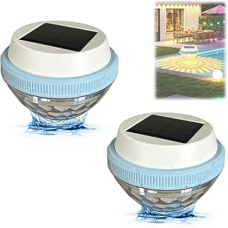2 Stück Poolbeleuchtung Solar Schwimmende, 7 Farbwechse Solarleuchten Pool Lichter Schwimmend, IP67 Wasserdichtes Teichbeleuchtung LED Schwimmlichter für Pools Teich Schwimmbad Brunnen