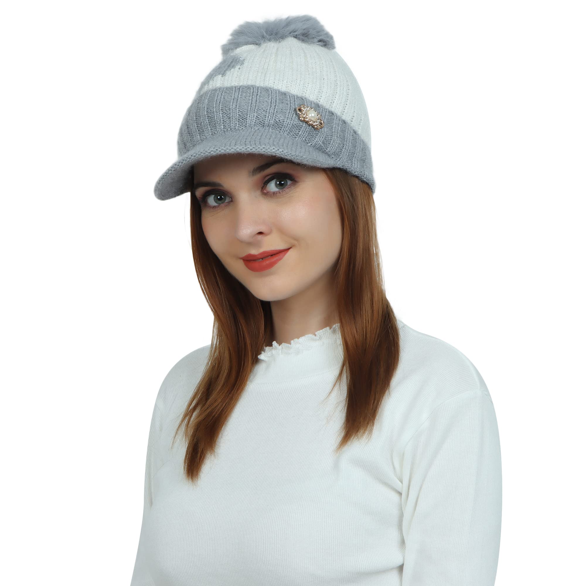Women Winter Cap Woolen Knitted Warm Hat (Fur Inside) Hats for Ladies Beanie Girls Skullies Caps-image-48