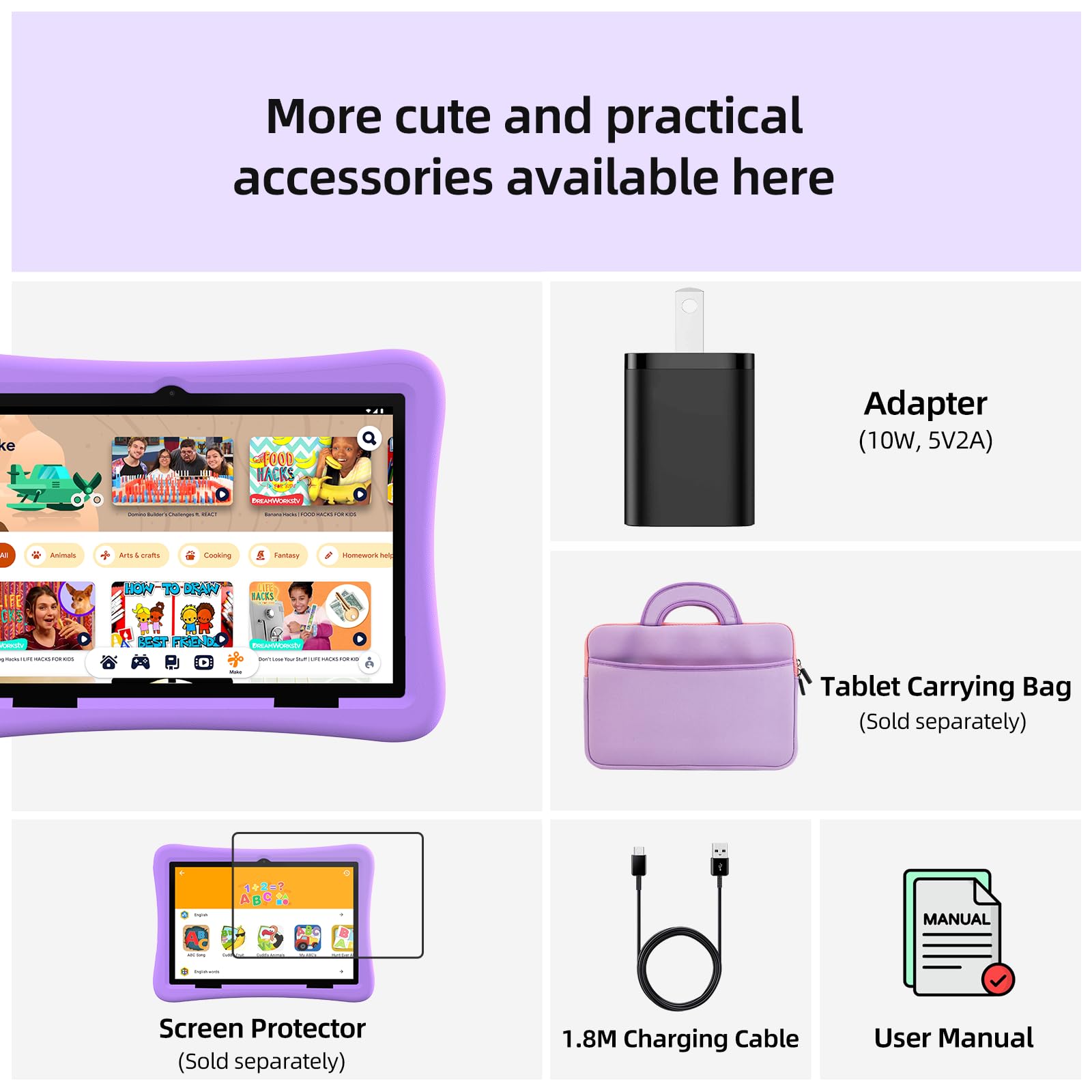 Plimpton 10インチ タブレット 子供用 パープル Plimpton Plimpton 10インチ タブレット 子供用 Android 15 wi-fi
