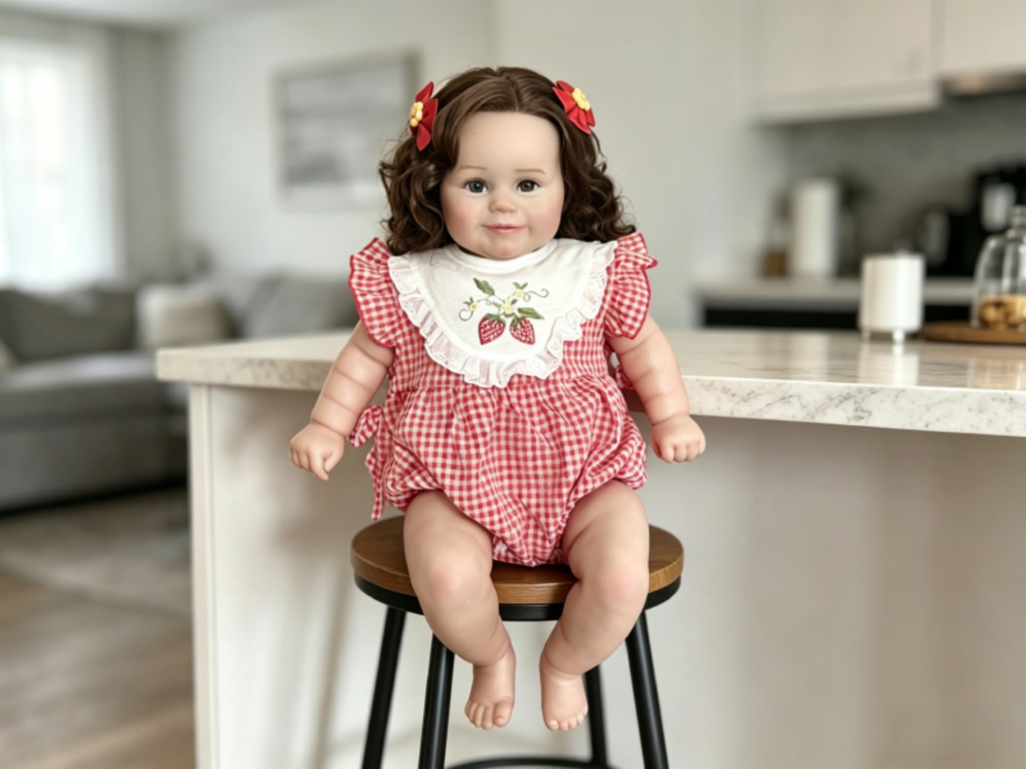 Lonian Reborn Lalki Lovely 24 cale 60 cm nowa lalka Reborn Maddie Girl z zakorzenionymi blond włosami, miękka przytulanka do ciała zabawka
