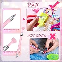 Vista 5 de Jutom 2 Pcs Diamond Painting Pen with 40 Pcs Diamond Painting Wax Pen Replacement Wax Glue Art Accessory and Tool Quickly Pick up Bead Gem for DIY