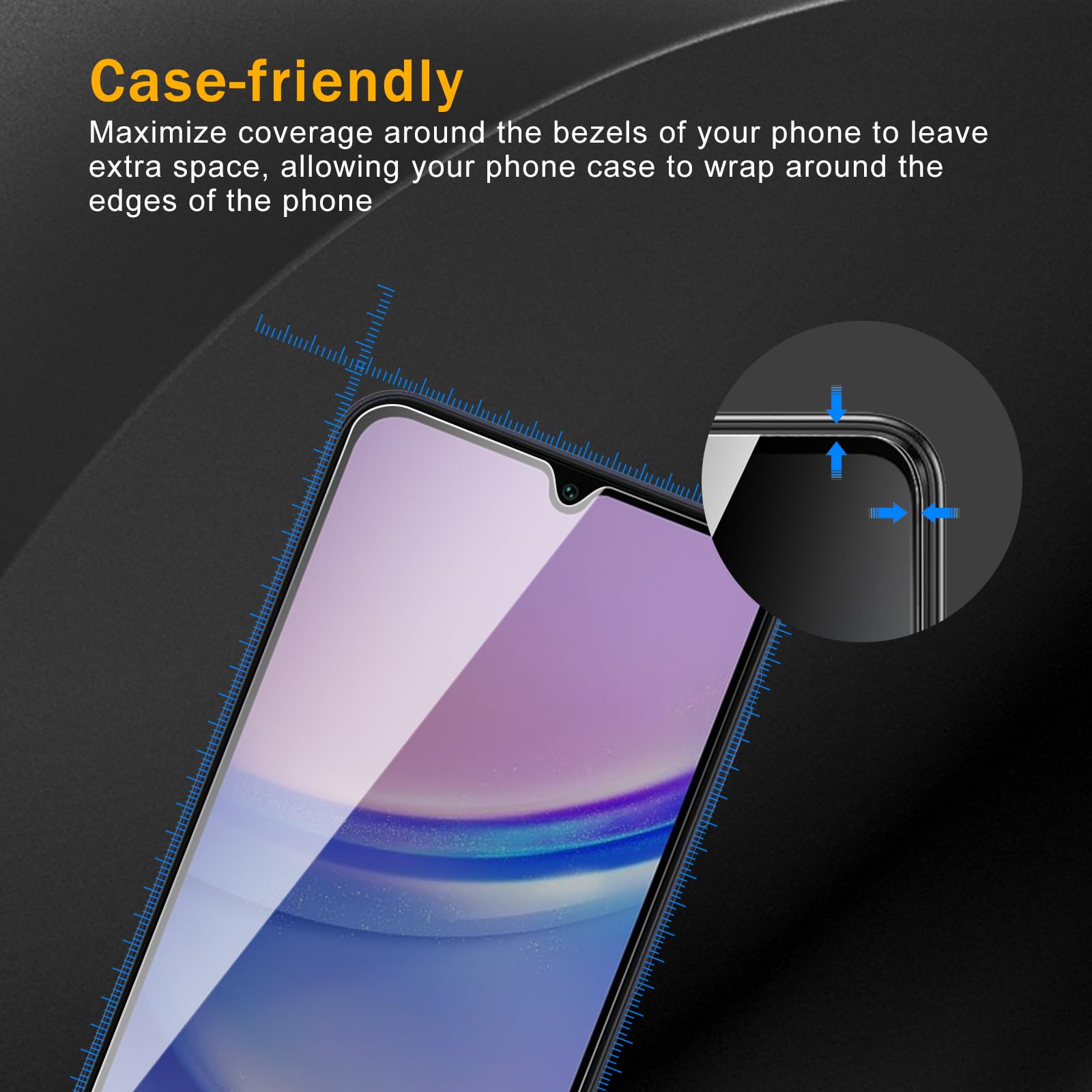 Paquete de 3 protectores de pantalla de privacidad para Samsung Galaxy A15, vidrio templado antiespía, dureza 9H, protector negro antiespía, sin burbujas, antiarañazos