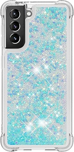 Miniatura 8 de LEMAXELERS Funda compatible con Galaxy S21+ 5G, funda transparente líquida con purpurina flotante de arena movediza a prueba de golpes, funda