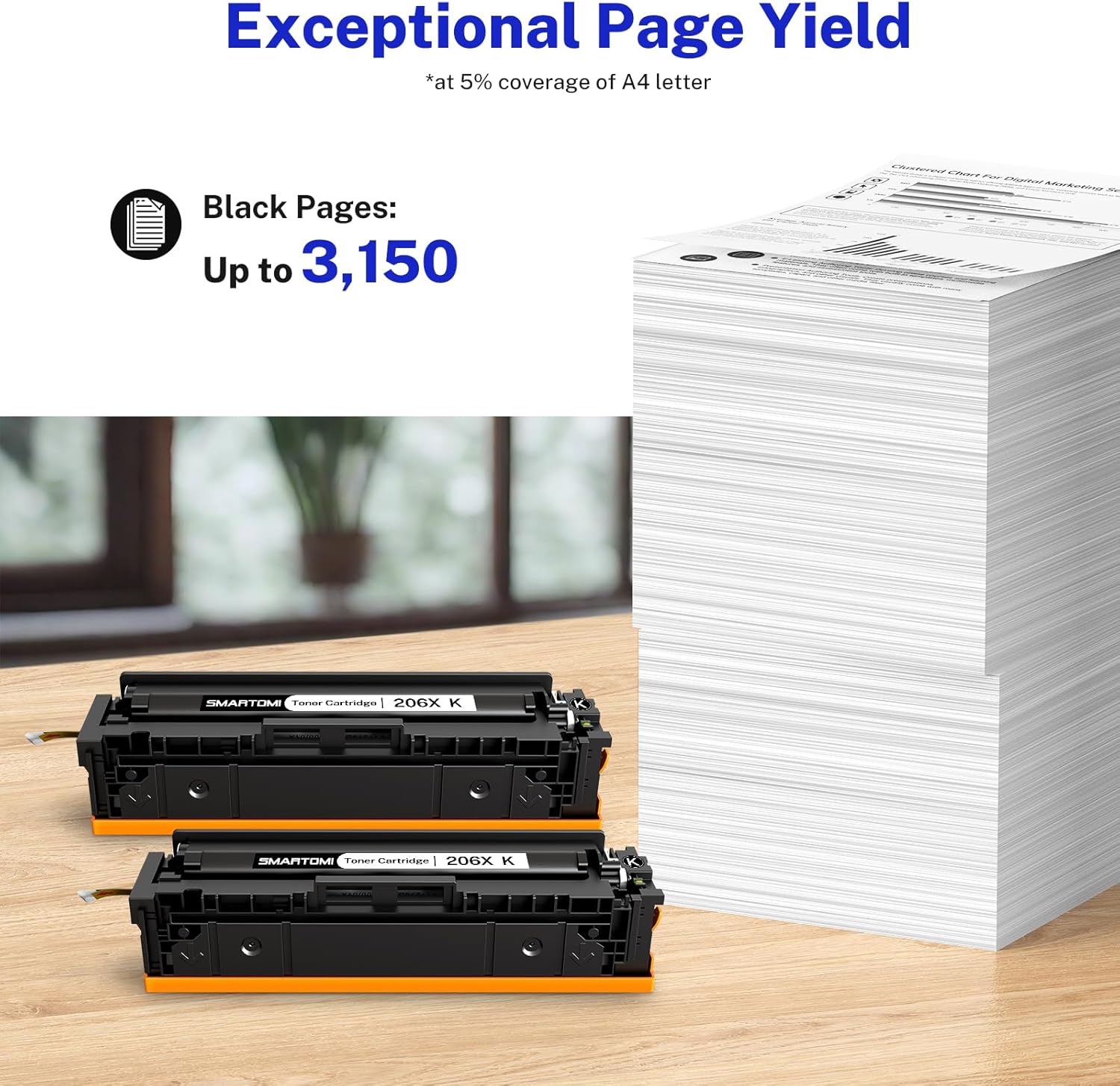 206X Black High Yield Toner Cartridge (with Chip) Compatible Replacement for HP 206X W2110X 206A Works with HP Color Laserjet Pro MFP M283fdw M283cdw M283fdn M255dw M283 M255 Series Printer (2 Pack)