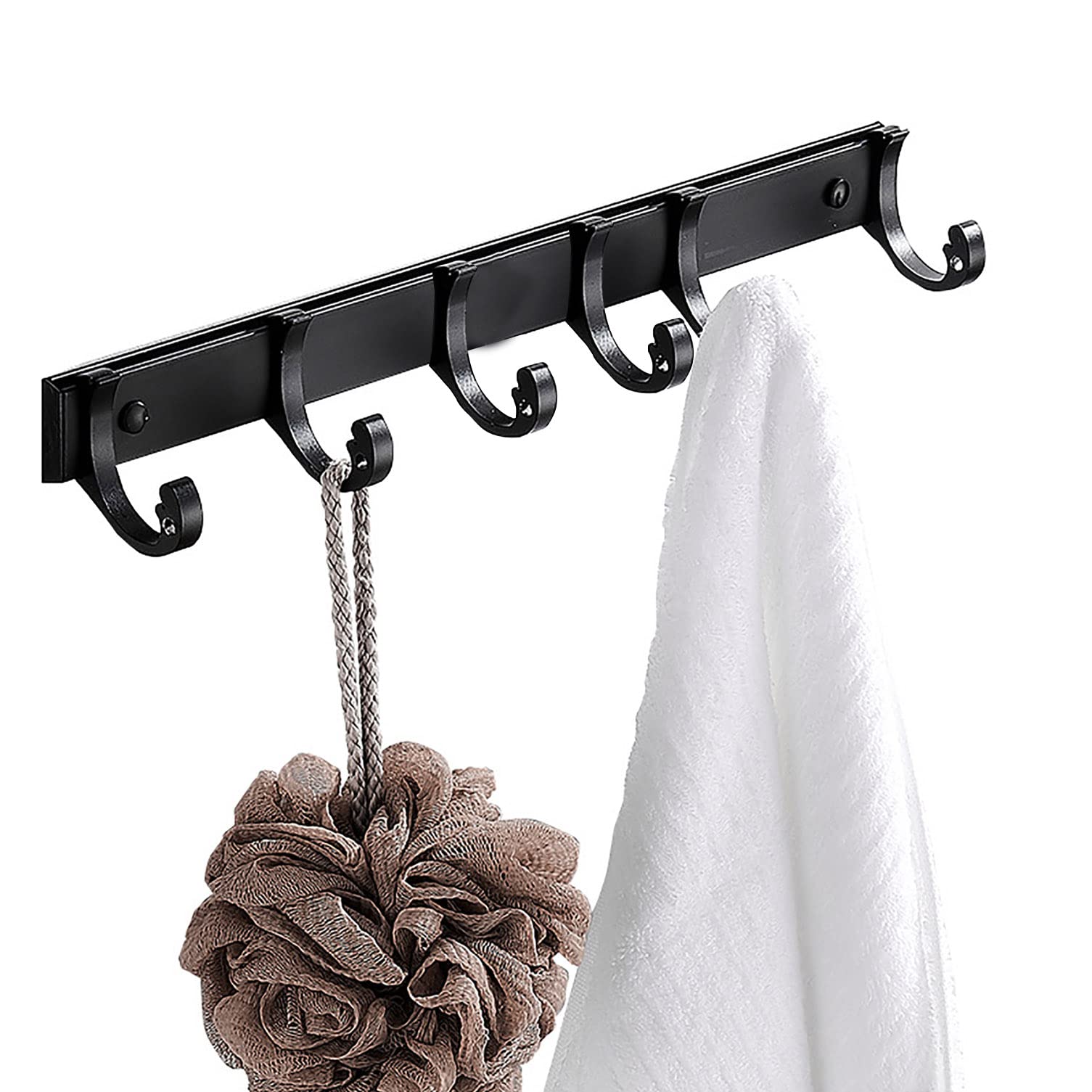 THMINS Bathroom Towel Holder，45cm Coat Rack for Hanging Coats， Metal wall mounted coat rack Gold Coat Hook Rack Nordic style, 6Tri Hooks, Heavy Duty，For entrance, cloakroom, bathroom…