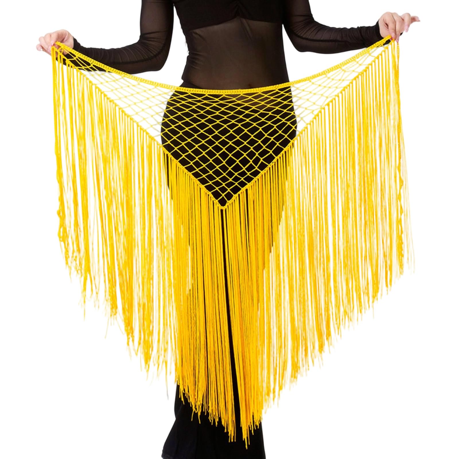 Maxtonser Women Belly Dance Hip Scarf,Hollowed Tassels Triangle Tribal Wrap Skirt Waist Chain Raves Festival Outfits for Women Gir