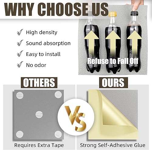Miniatura 2 de Paquete de 24 paneles acústicos, paneles autoadhesivos de espuma a prueba de sonido de 12 x 12 x 2 pulgadas para paredes, paneles de pared