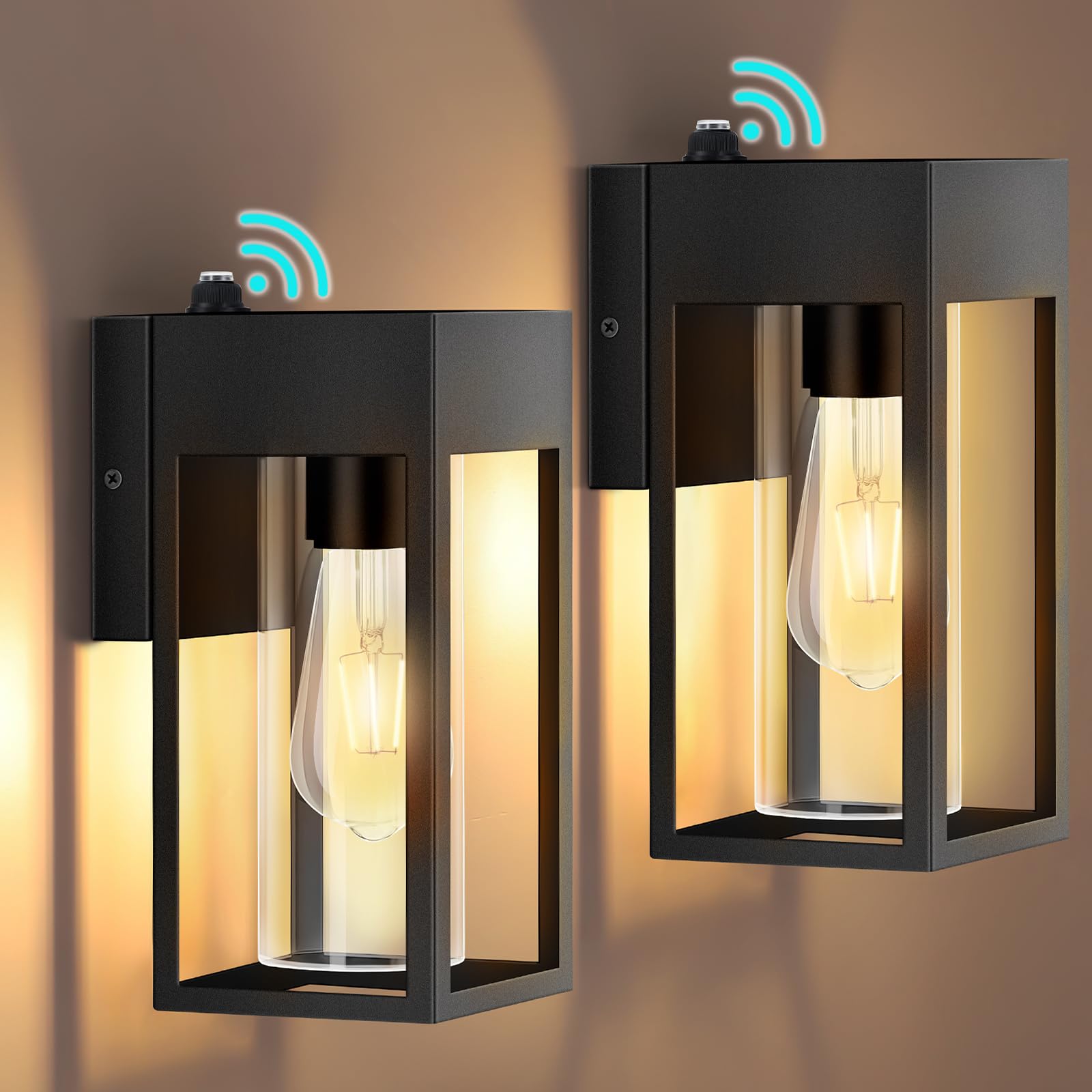 LWSOY Dusk to Dawn Outdoor Lighting,Waterproof Porch Lights 2 Pack, Exterior Lighting Fixtures with Cylinder Lampshade, LED Wall Sconce Light for House Porch Patio Front Door Garage.