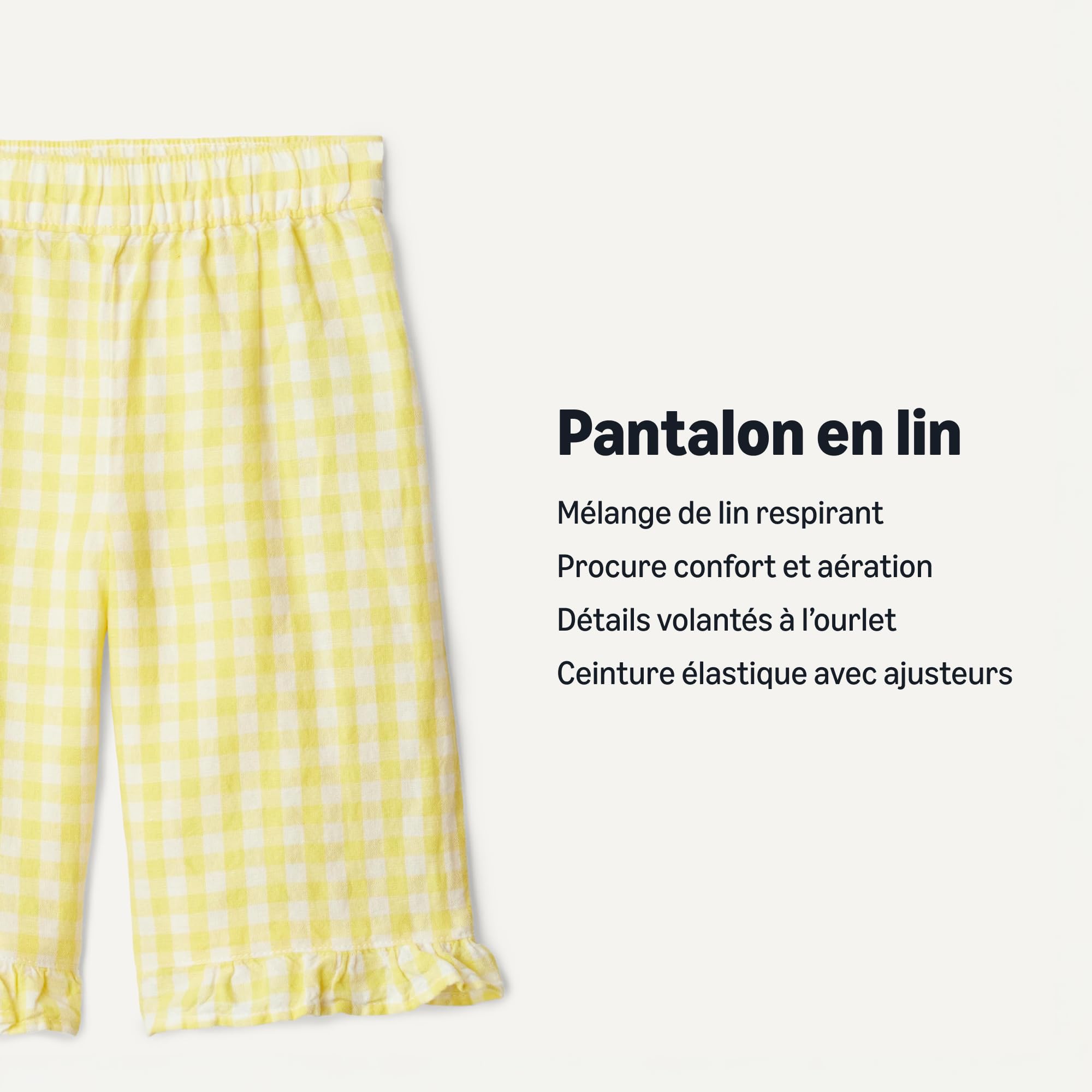 Amazon Essentials x Sofia Grainge Pantalon à Enfiler à Jambes Larges en Coton et Lin, à Volants Mixte Bébé