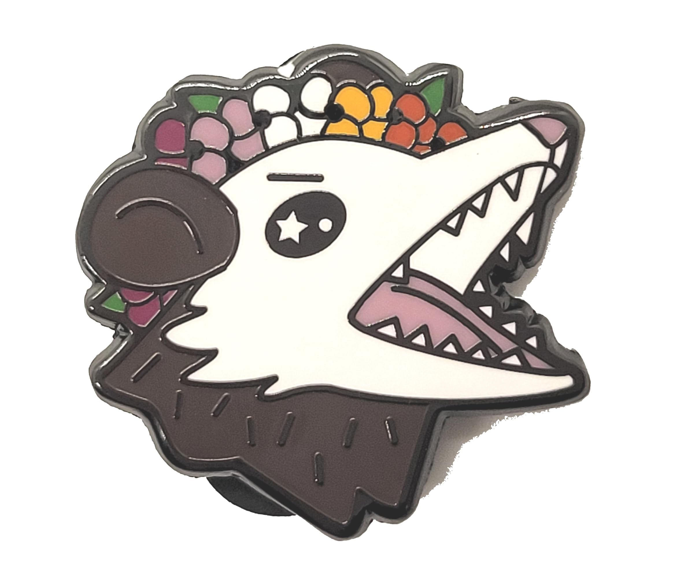 Lesbian Pride Possum in Flower Crown Screams in Gay | WLW Trash Opossum Enamel Pin Listens to Girl In Red | LGBTQ Pin