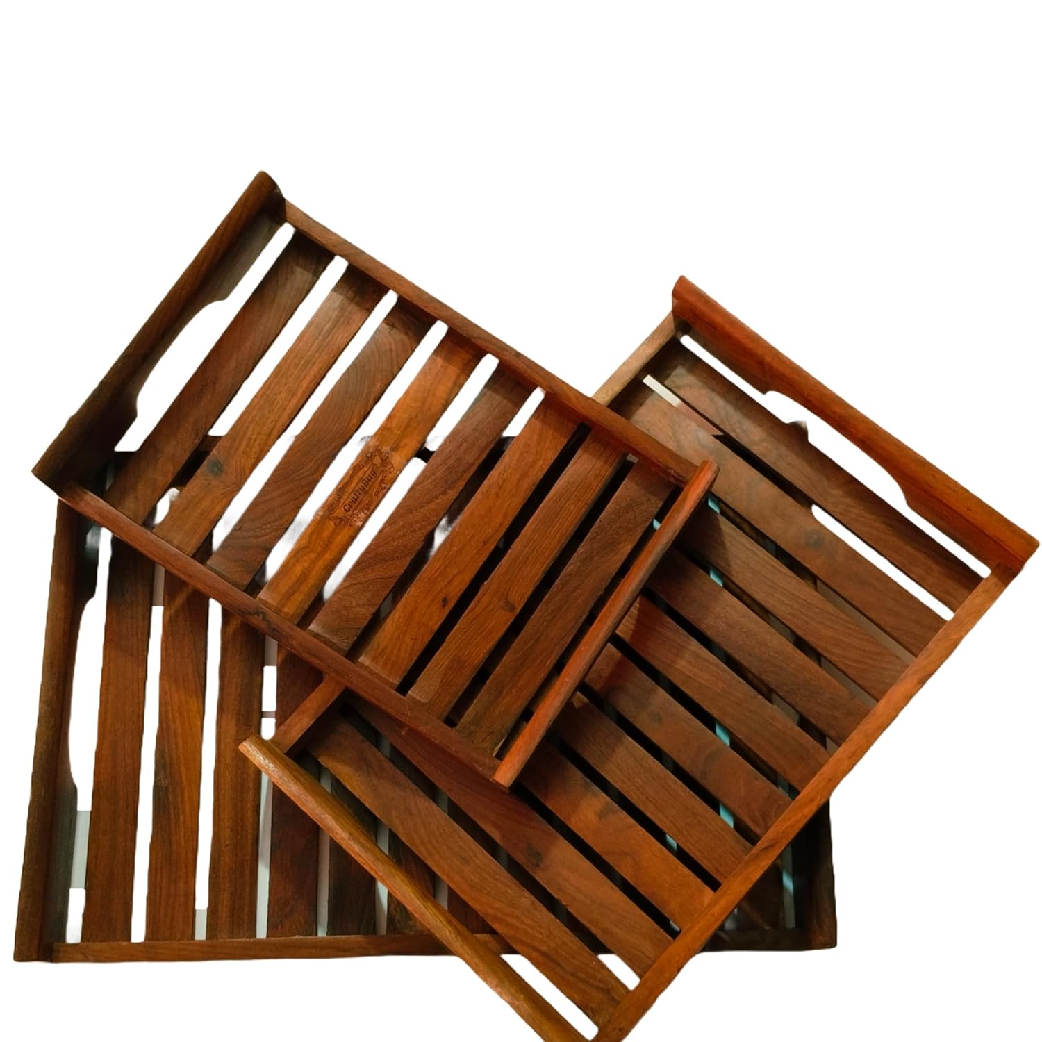 Craftybug Sheesham Wood Exclusive Serving Tray Kitchen Bar Office (3