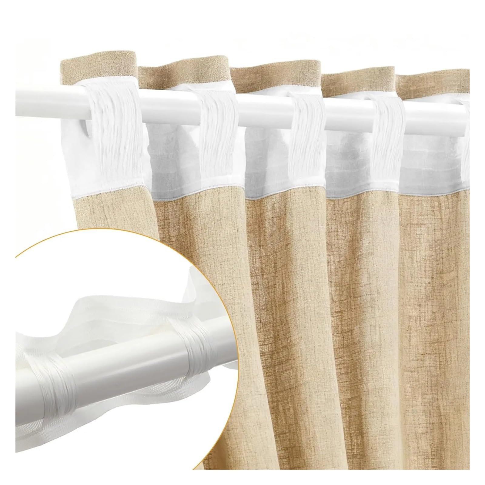 Rufflette pour Rideaux Bande de Rideau multifonctionnelle, Bande d'en-tête for Rideaux, Bandes plissées pincées, à tête étroite, Ceinture en Tissu(6m)