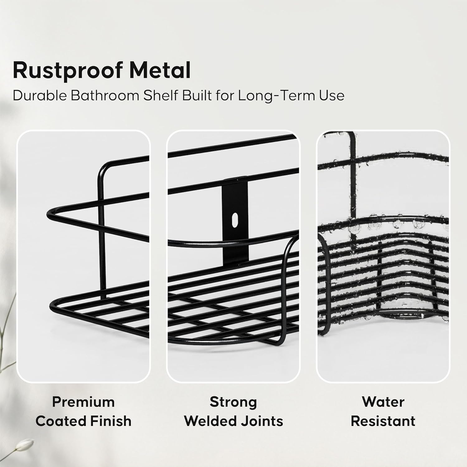 DALUCI Set of 2 Metal Bathroom Corner Shelf Rack | No Drilling Self Adhesive Wall Mounted Storage Organizer for Bathroom & Kitchen | Rustproof Bathroom Shelves (8 & 9 INCH, Black) Review India 2025