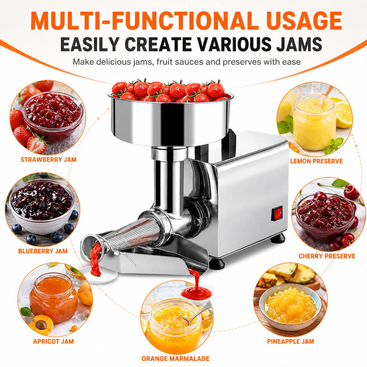 Macchina elettrica della pressa del pomodoro, 220V commerciale dell'acciaio inossidabile del passato di pomodoro del colino e creatore della salsa per la frutta Juicing