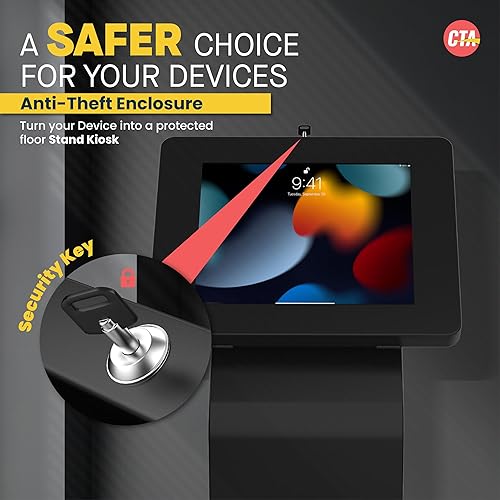 Miniatura 9 de CTA Digital Quiosco con estante de impresora, quiosco de soporte de piso compatible con VESA con almacenamiento de impresora cerrado y gestión de