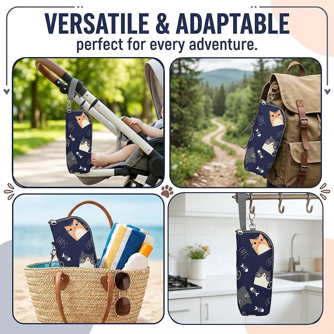 1 Pezzo Porta Biberon Termico Borsa Termica Con Strato Isolante, Borsa Da Viaggio Portatile Per Biberon Appeso Latte Materno Acqua Stoccaggio Sacchetto Di Isolamento, Modello di Gattino