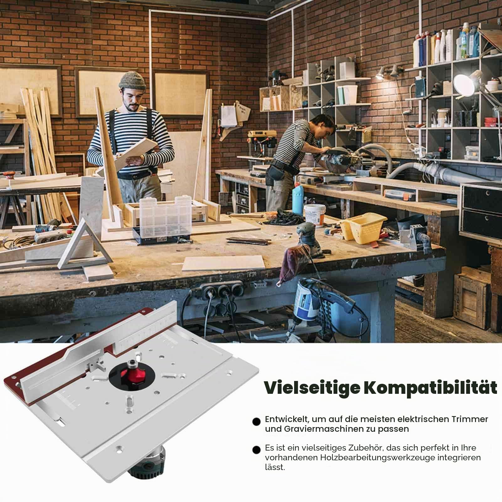 Router Grundplatte, Holzbearbeitung Router-Tisch Montageplatte Multifunktions-Router-Werkzeug mit Rückdruckplatte und 180° Winkelmesser für die Holzbearbeitung (Set mit 4)