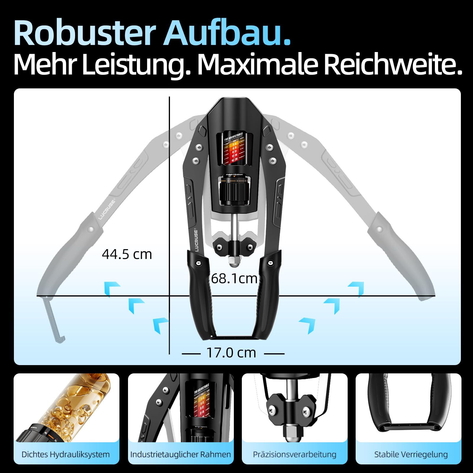 Arm Trainer mit Hydraulikzylinder – Verstellbarer Twister für Arme, Brust und Schultern, Fitness-Expander für Zuhause, Training für Oberkörper und Unterarm mit 10-200 kg Widerstand