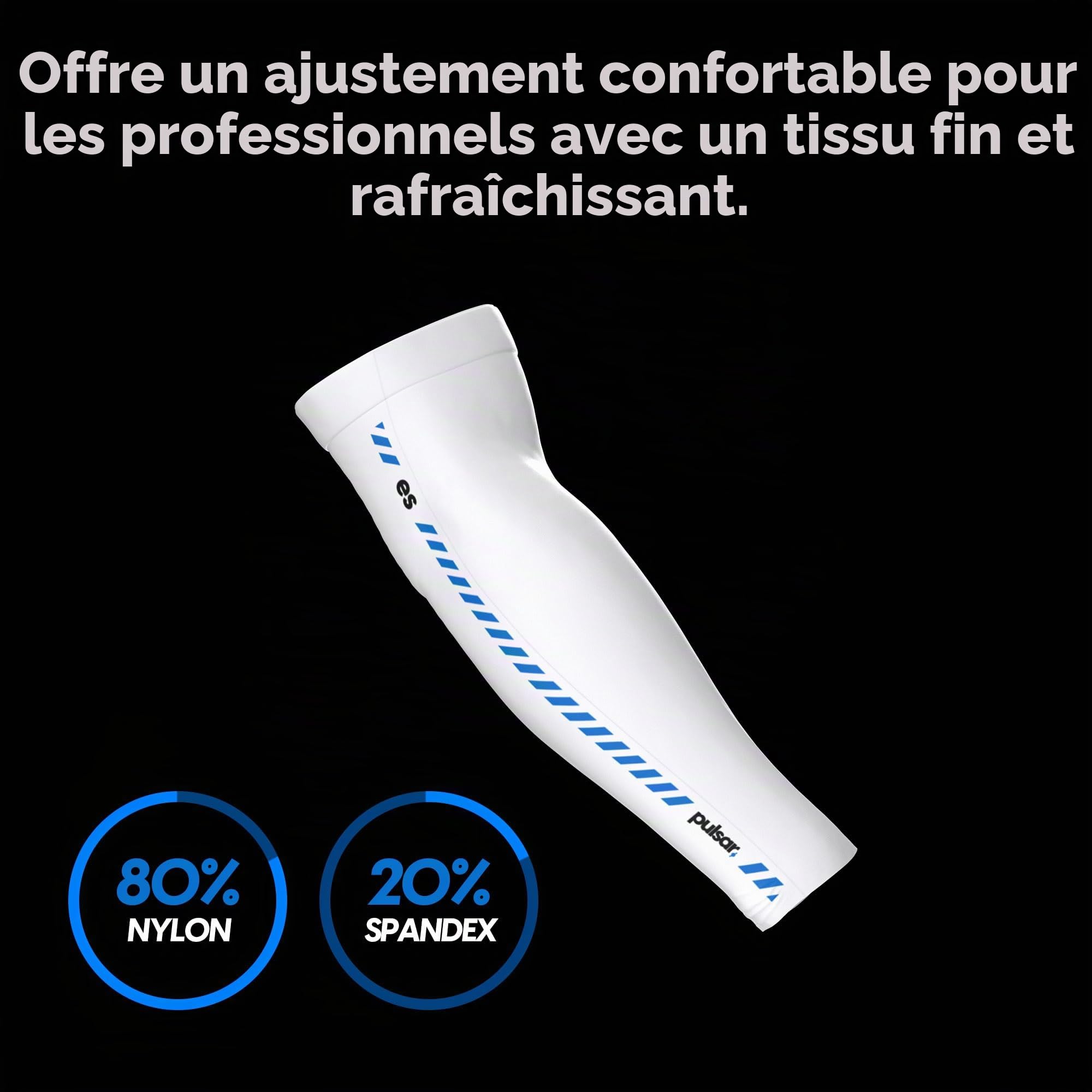 Pulsar Gaming Gears eS Armsleeve Une bande haute résistance pour une meilleure mise au point, réduit la fatigue, noir, Blanc (bras long), M