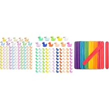 CRTWDMAN 540Pcs Glow-in-The-Dark & Multi-Colored Miniature Ducks and Jumbo Craft Sticks Mega Set for Creative Play and Crafting