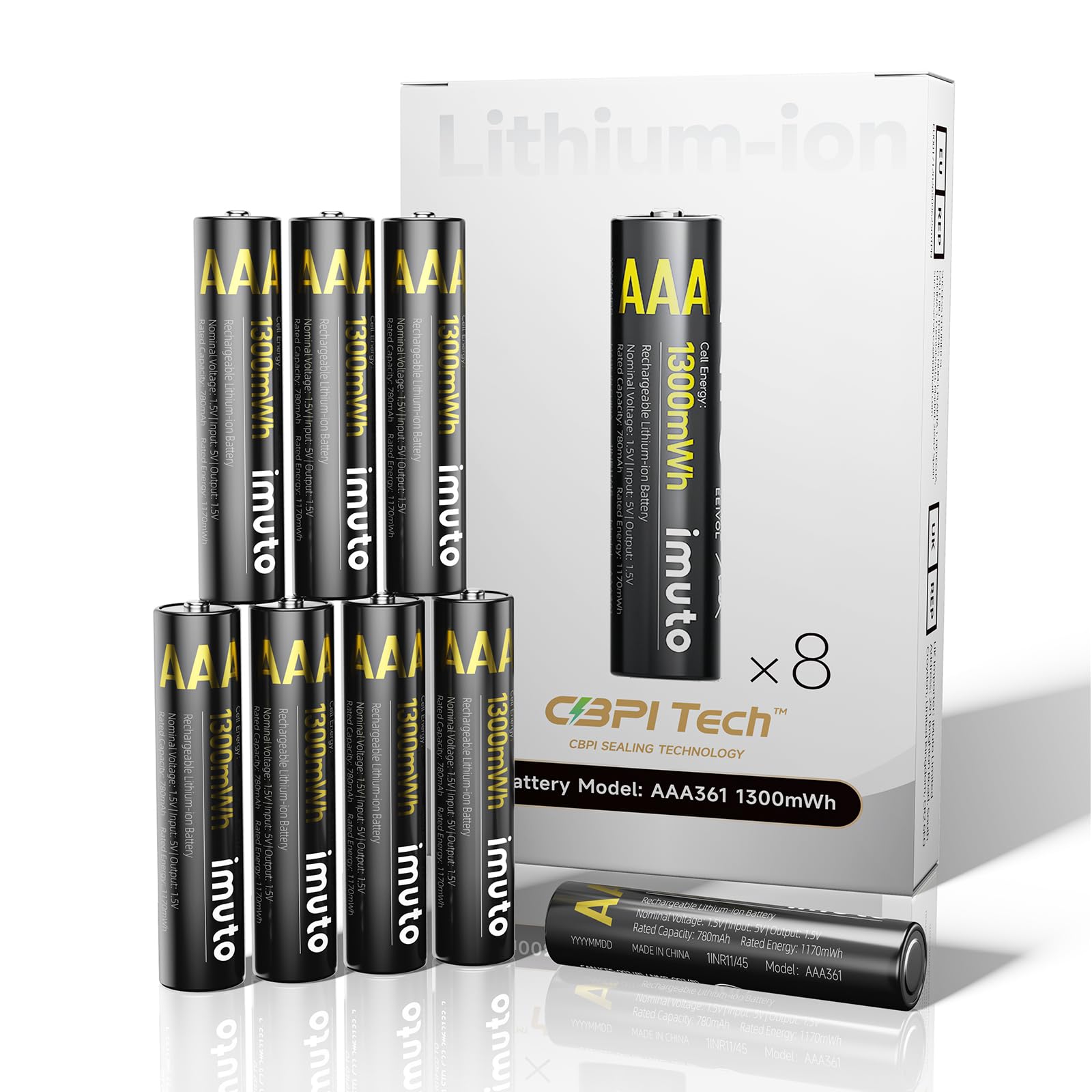 Batterie Ricaricabili Imuto AA/AAA Litio | 1600 Cicli | Caricatore USB-C Incluso - Foto 9