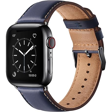 SUNFWR Leather Bands Compatible with Apple Watch Band 42mm Genuinely Replaceable Strap