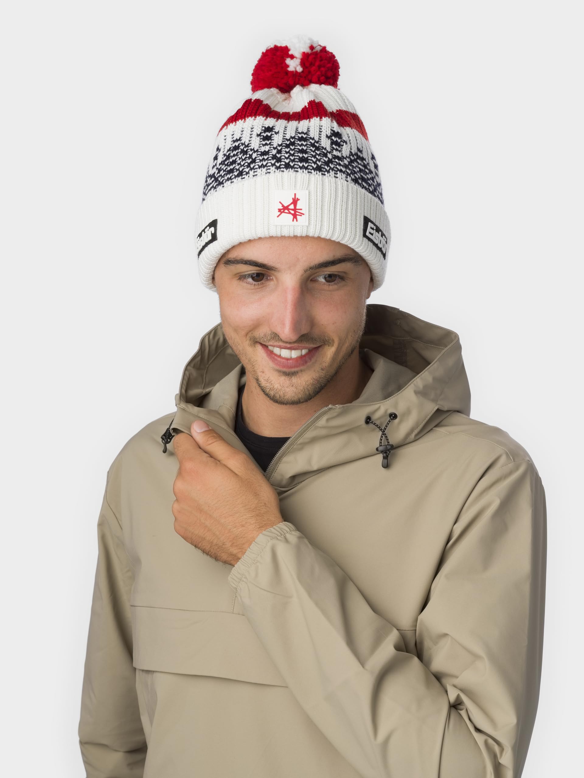 Eisbär Mütze Herren & Damen Norrak Pompon Ski Austria - Merino Unisex mit Fleece schützt vor Kälte und Wind - Bommelmütze Klassische Norwegermütze weich bequem atmungsaktiv Haube aus Österreich