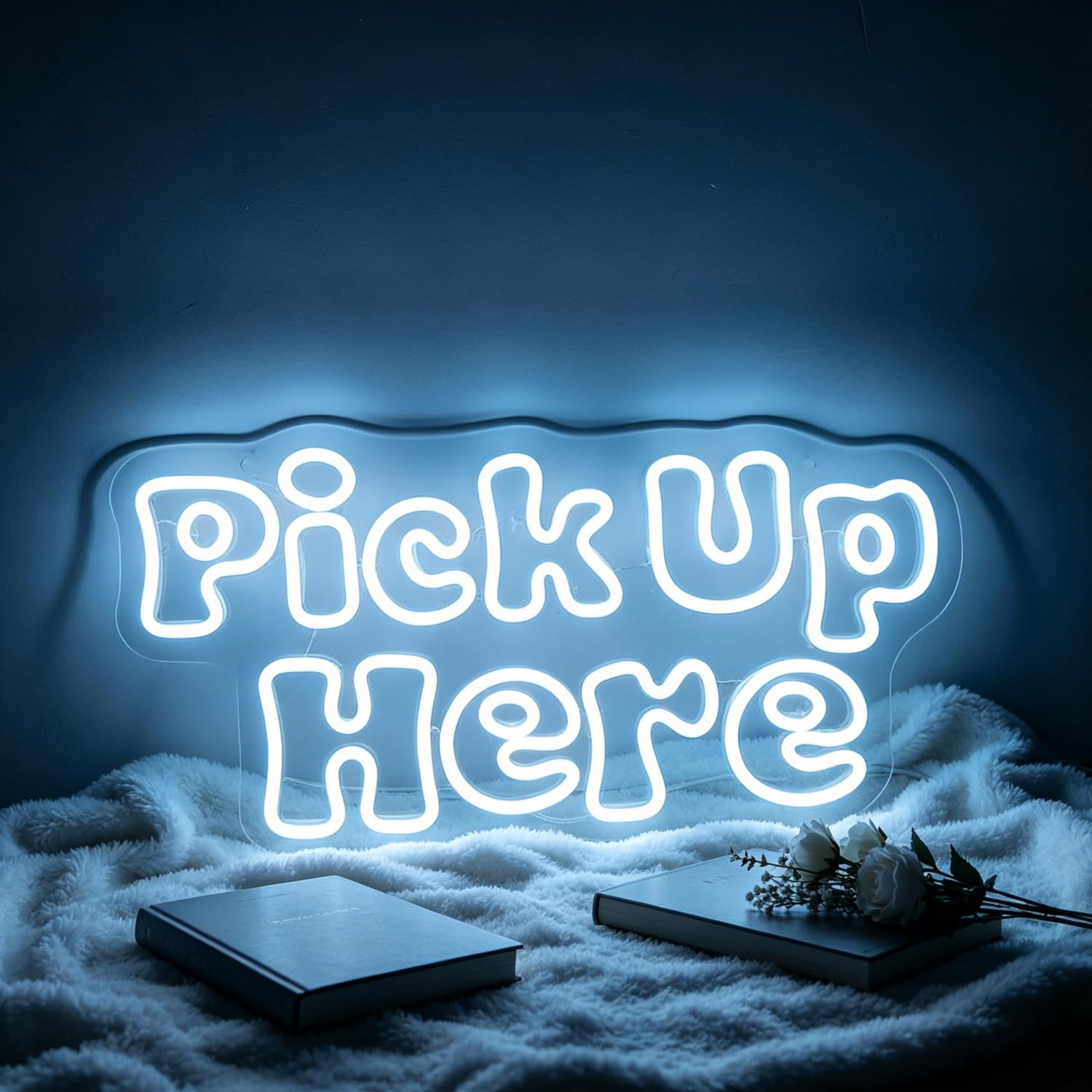 Pick Up Here Neon Sign For Wall Decor LED Business Sign Lights Neon Wall Sign for Supermarket Shop Bars Party Salon Stores Hotel Wall USB Powered Dimmable 18.9”X9.8”