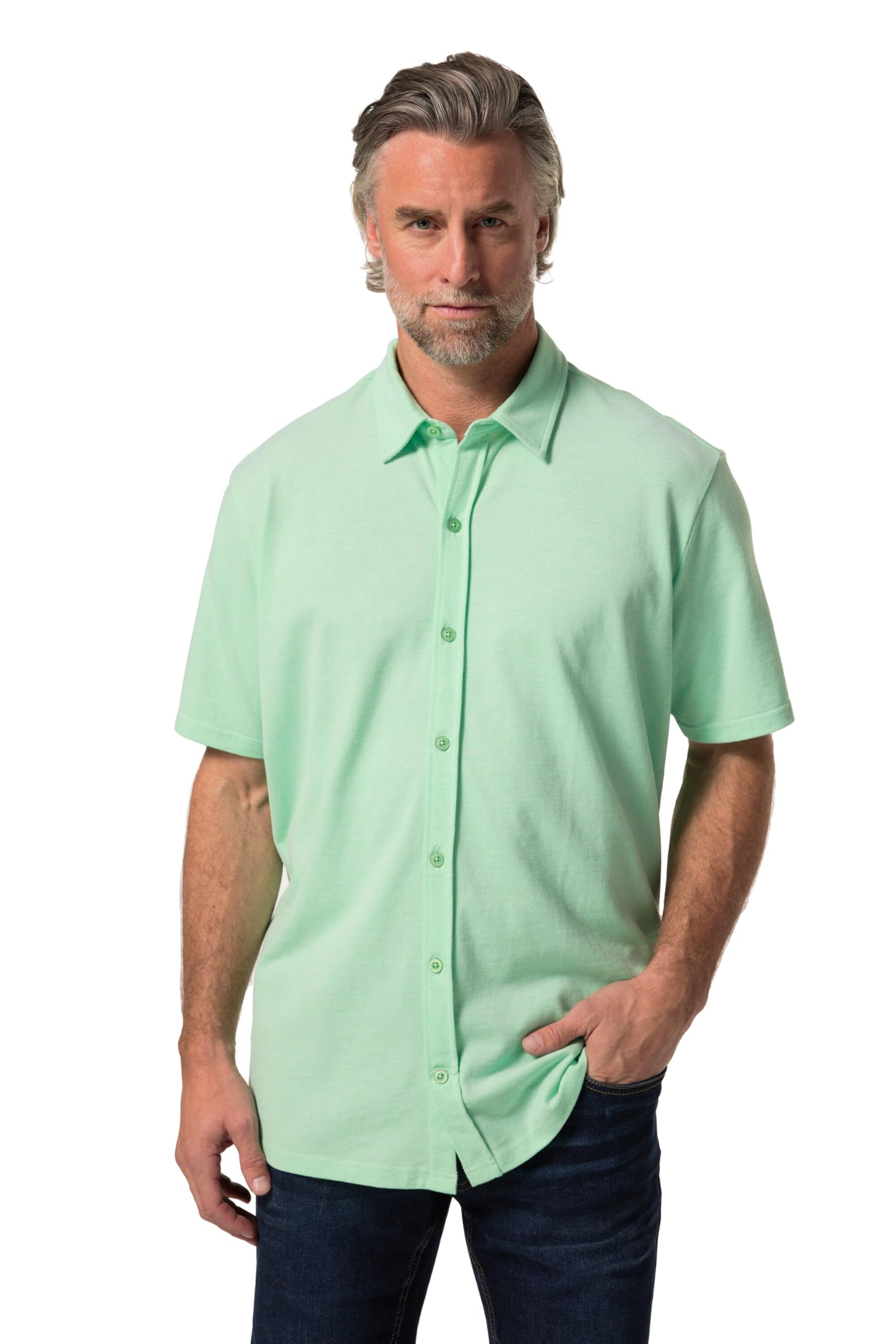 Boston Park Herren große Größen Übergrößen Menswear L-8XL Piqué-Hemd, Halbarm, Kentkragen, Comfort Fit 837882