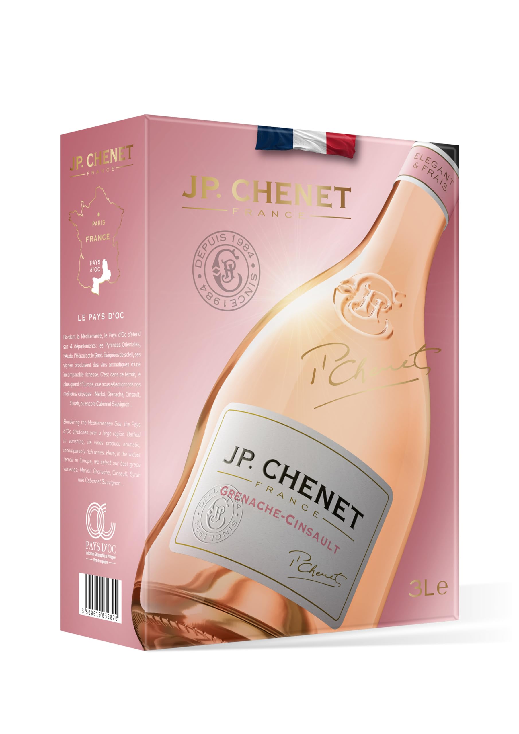 JP Chenet - Original Grenache Cinsault Roséwein aus Pays d'Oc, Frankreich - Großpackungen Wein Bag in Box 3l (1 x 3 L)