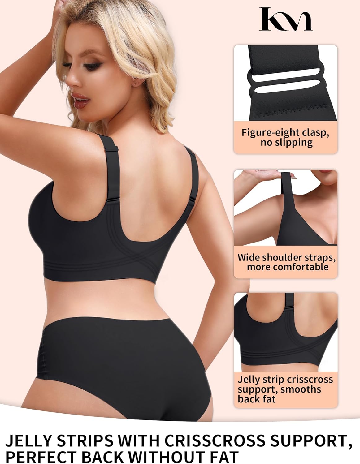 Wireless Post Surgery & Everyday Bra, Front Closure Support for Women, Compression & Comfort Design, Adjustable, Mastectomy Black XL - Image 4