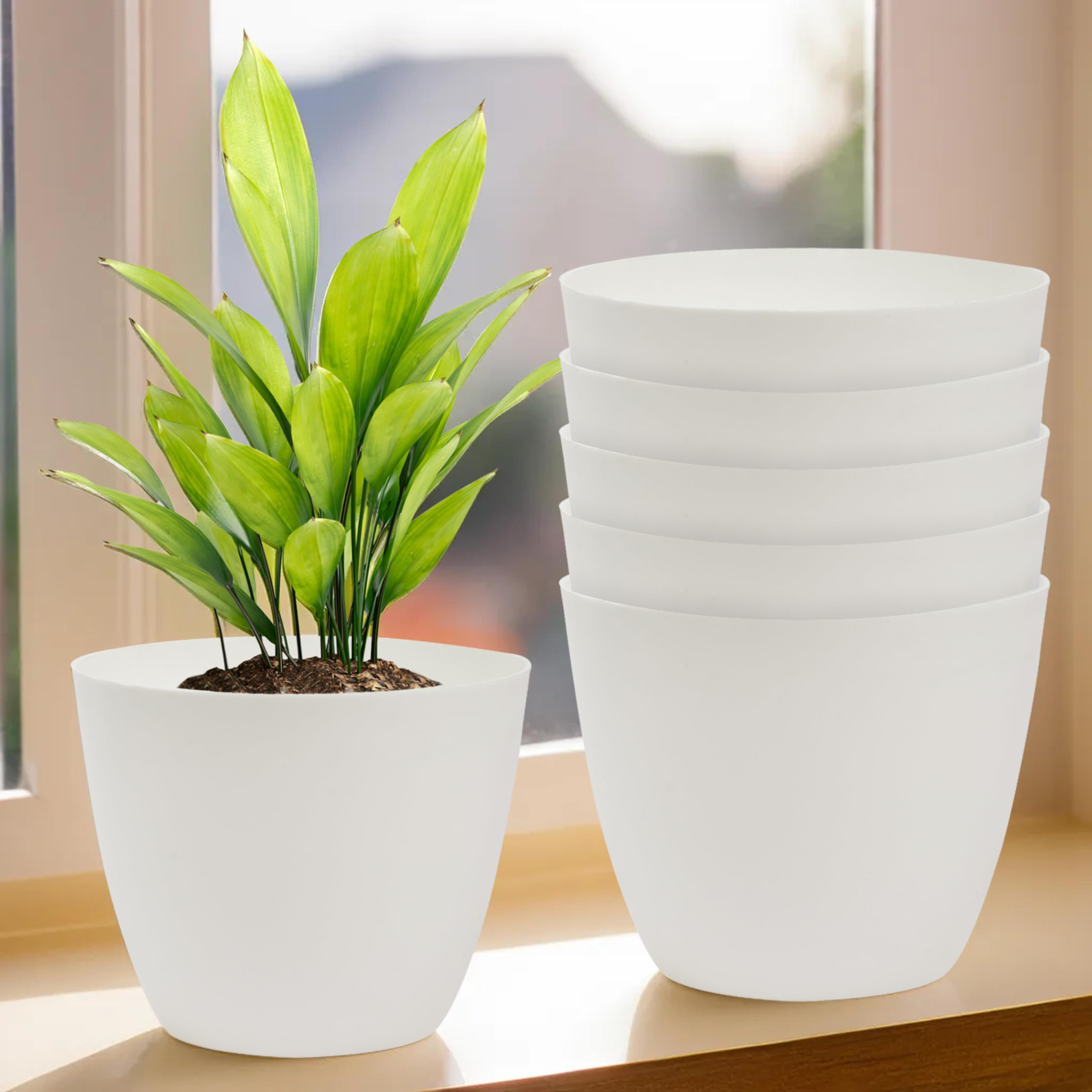 Heart Home Pack of 6 Flower Pot with Plate | 12 Inch Lightweight Polymers Indoor-Outdoor Plant Pots | Flower Pot Gamla for Home-Office & Garden | Flower Pot for Balcony | Marble Tower | White (B0CYQ2SS1R) Amazon Price History, Amazon Price Tracker