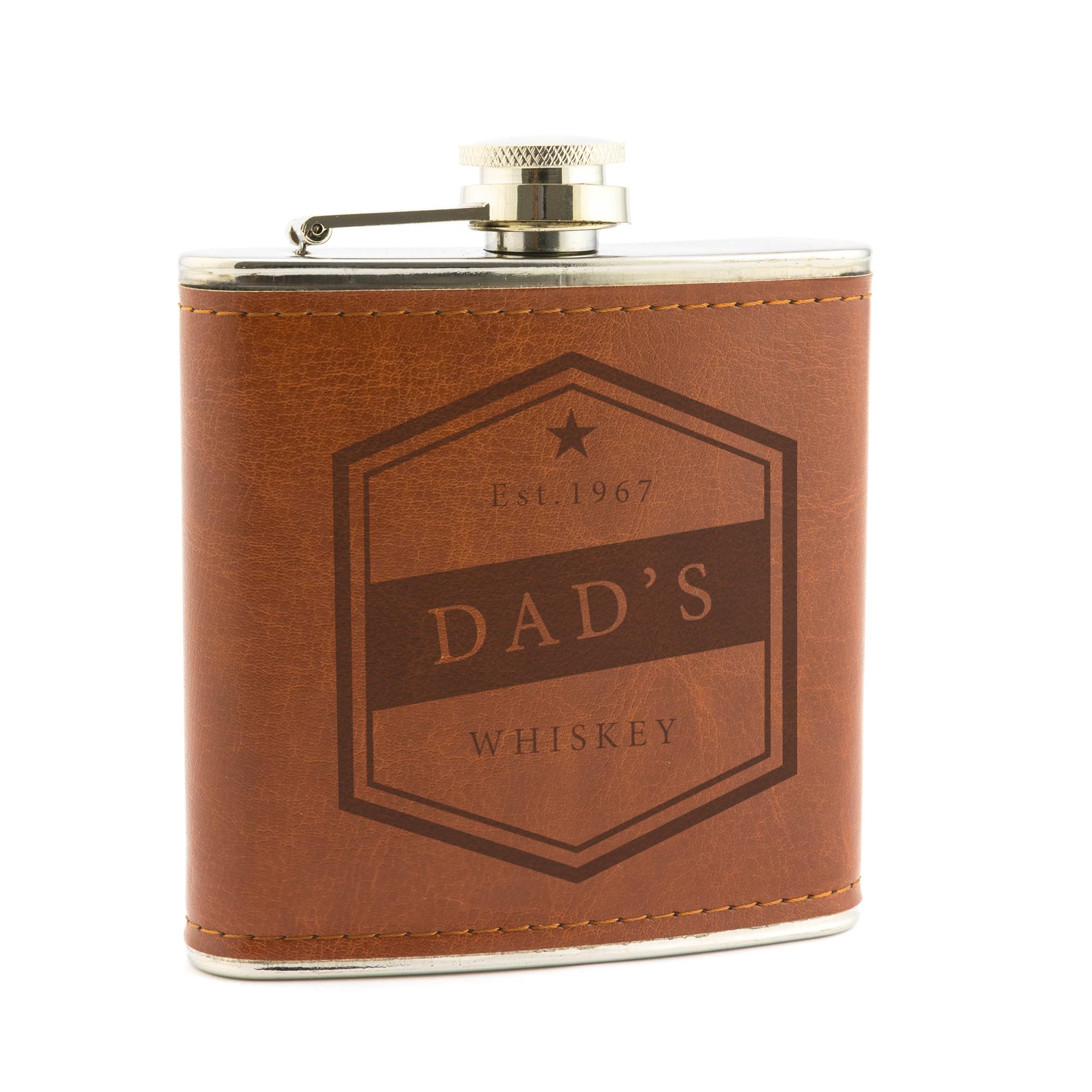 Dust and Things Personalised Engraved Leather or Metal Hip Flask For Men For Dad | Birthday Gifts For Men Him | Unique Whisky Lovers Gifts | Rum Hip Flask For Men