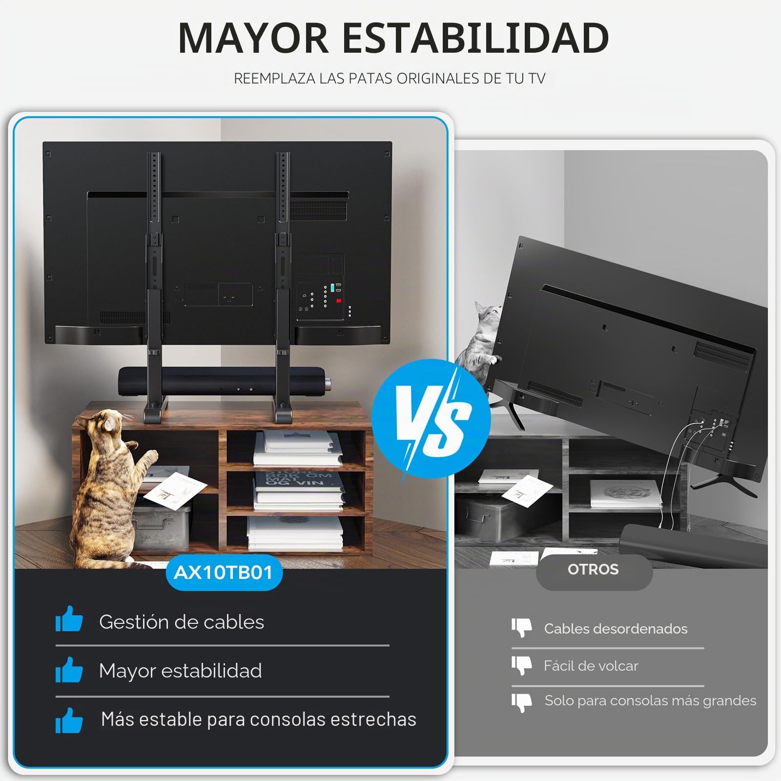 Soporte de televisión Universal reemplazo de Base de Soporte de televisión de Escritorio para la mayoría de televisores LED LCD de 37 a 86 Pulgadas, máximo VESA 800x600mm