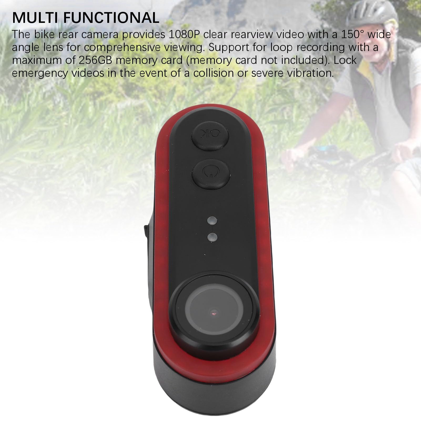 Kamera Rowerowa z Ogonem światła 1080p HD Dash Cam, 150 ° Widok Sportowa Kamera Akcji, Kamera Wideo do Jazdy na Rowerze Sporty na świeżym Powietrzu (32GB)