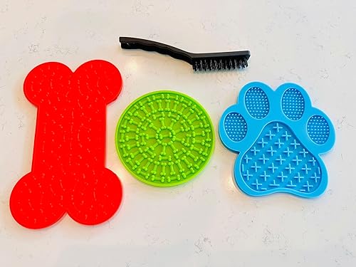 Miniatura 2 de ECOUR Tapete para lamer perros y gatos, paquete de 3, comedero lento para perros, tapete para lamer perros con ventosas, perfecto para yogur y
