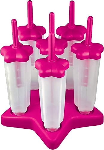 Tovolo Star Ice Pop - Molde para paletas de hielo protector contra goteo base resistente 4 onzas líquidas juego de 6 rosa